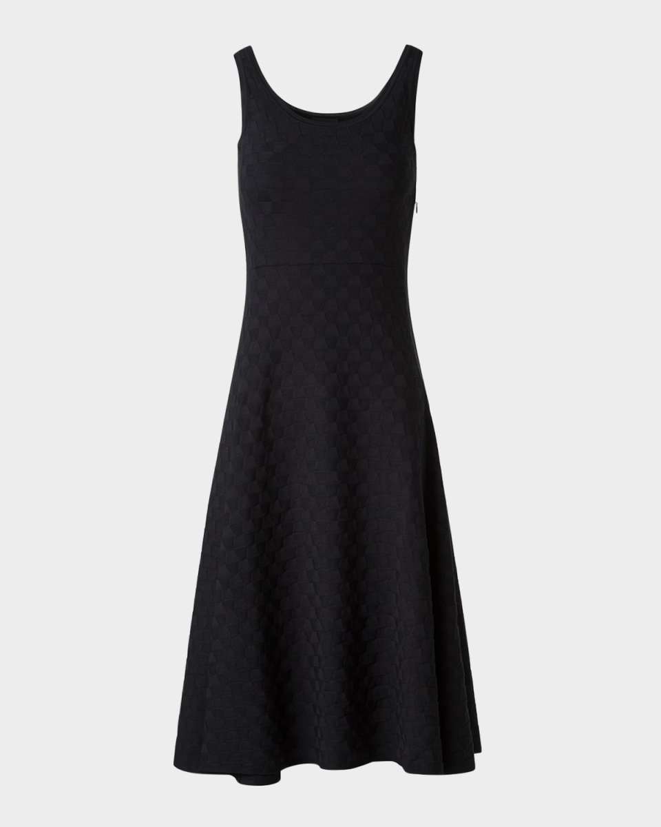 Trapezoid Jacquard Sleeveless Dress